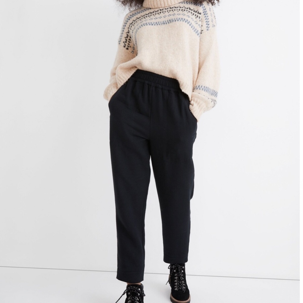 Madewell Waffleback Pull-On High-Rise Tapered Black Pants Women’s Size Small